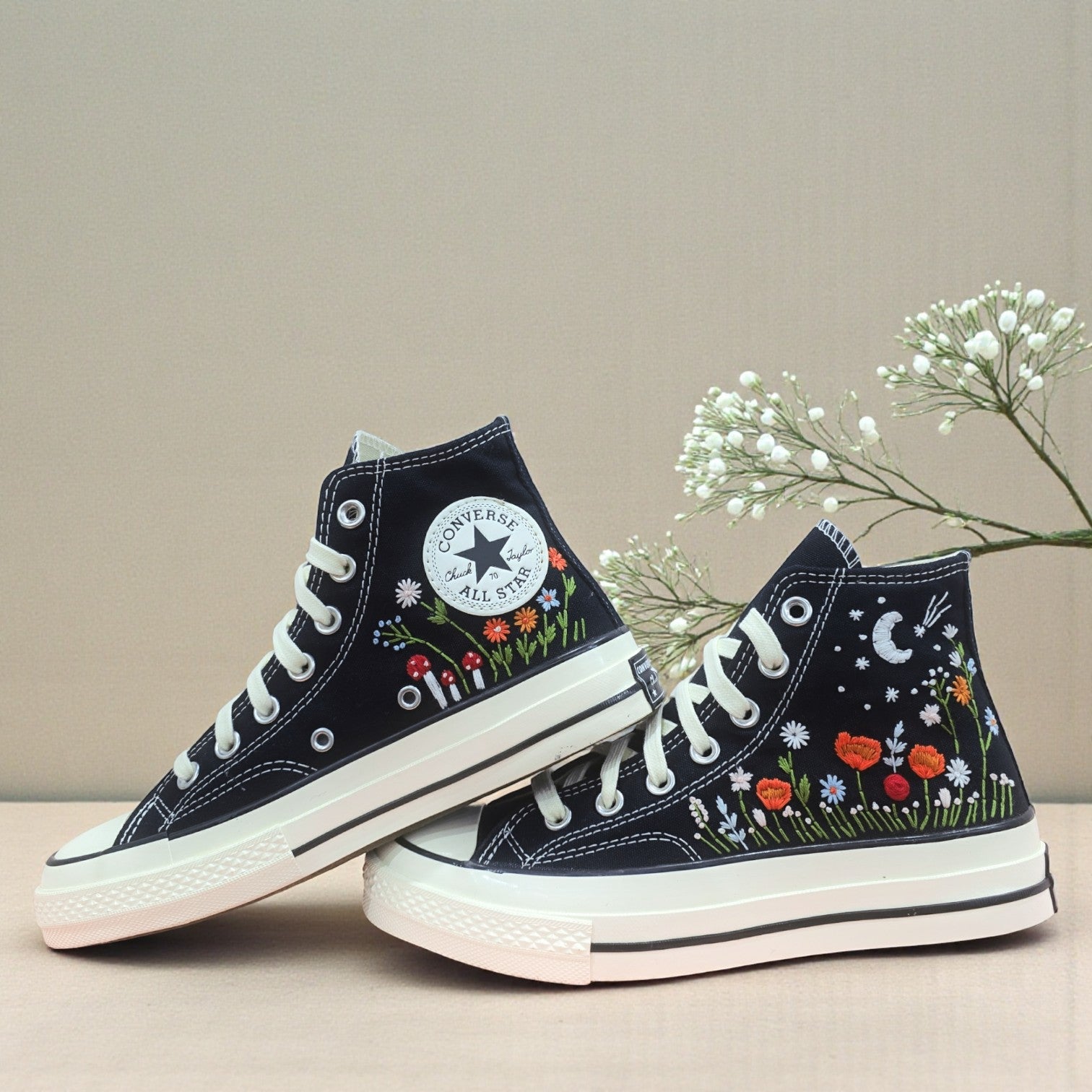 Converse Moon Embroidered High-Top Sneakers