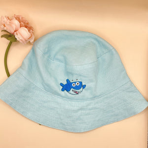 Baby Shark Embroidered Linen Baby Hat – Summer Bucket Hat for Toddlers & Kids