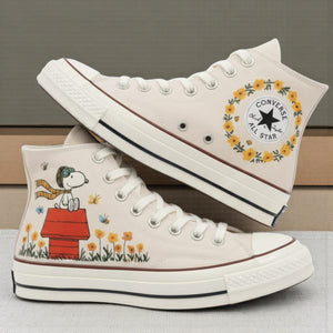Converse Hand-Embroidered Floral Cute Shoes