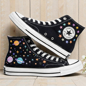 Converse Hand-Embroidered Floral Moon High Tops