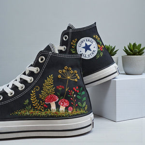 Converse Hand Embroidered Mushroom Embroidered Shoes