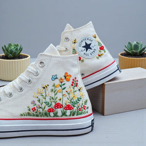 Converse Hand-Embroidered - Mushroom Converse High Tops