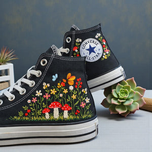 Converse Hand Embroidered Mushroom Embroidered Shoes