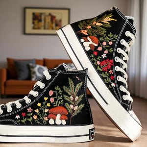 Converse Hand-Embroidered Mushroom Garden High Tops