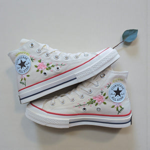 Converse Pink Flowers Embroidered Shoes for Trendy Styles