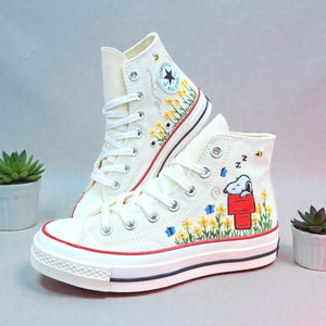 Converse Snoopy Embroidered High-Top Shoes