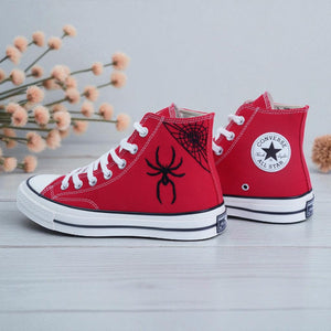 Converse Hand-Embroidered Spider Web High Top Shoes