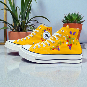 Converse Embroidered Strawberry Shoes
