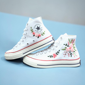 Converse Embroidered White High Tops