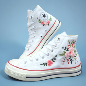 Converse Embroidered White High Tops