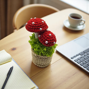 KawaStitch Crochet Mushroom Desk Decor Plant