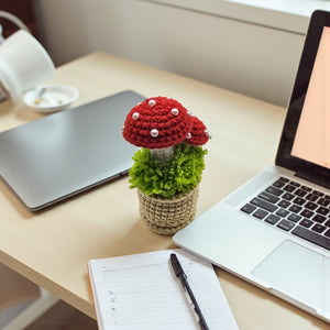 KawaStitch Crochet Mushroom Desk Decor Plant