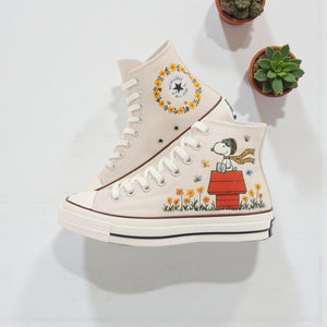 Converse Hand-Embroidered Floral Cute Shoes