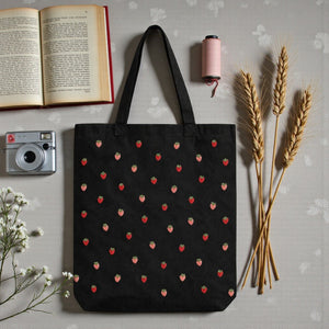 Embroidered Canvas Bag with Floral Design