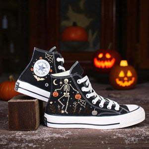 Converse Embroidered Custom Skeleton Shoes
