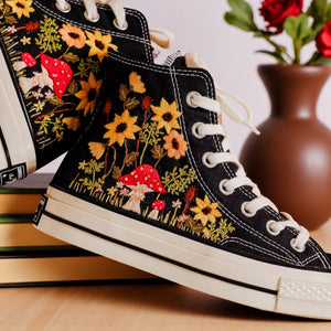 Converse Hand-Embroidered Mushroom High Top Shoes
