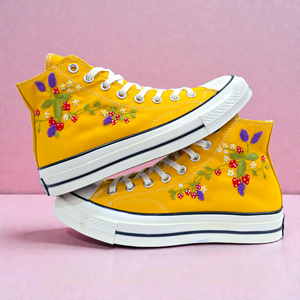 Converse Embroidered Strawberry Shoes