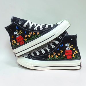 Converse Hand Embroidered Snoopy Sneakers