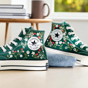 Converse Hand-Embroidered Strawberry High Tops