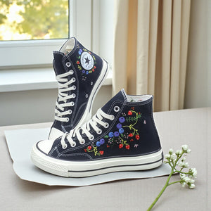 Converse Hand-Embroidered Strawberry High Tops