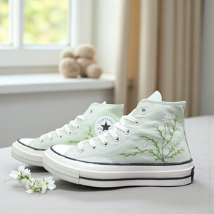 Converse Embroidered Sage Green Shoes