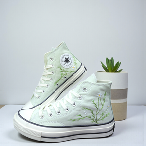 Converse Embroidered Sage Green Shoes