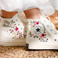 Custom Bridal Floral Hand-Embroidered High-Top Sneakers