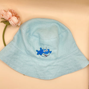 Baby Shark Embroidered Linen Baby Hat – Summer Bucket Hat for Toddlers & Kids