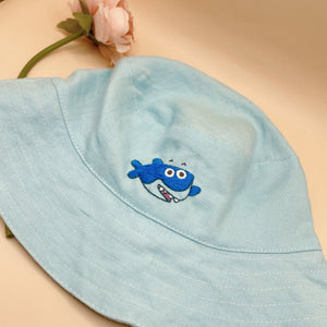 Baby Shark Embroidered Linen Baby Hat – Summer Bucket Hat for Toddlers & Kids