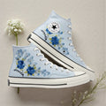 Converse Embroidered Blue Flower Sneakers