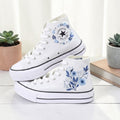Converse Hand-Embroidered Blue Flower High-Top Sneakers
