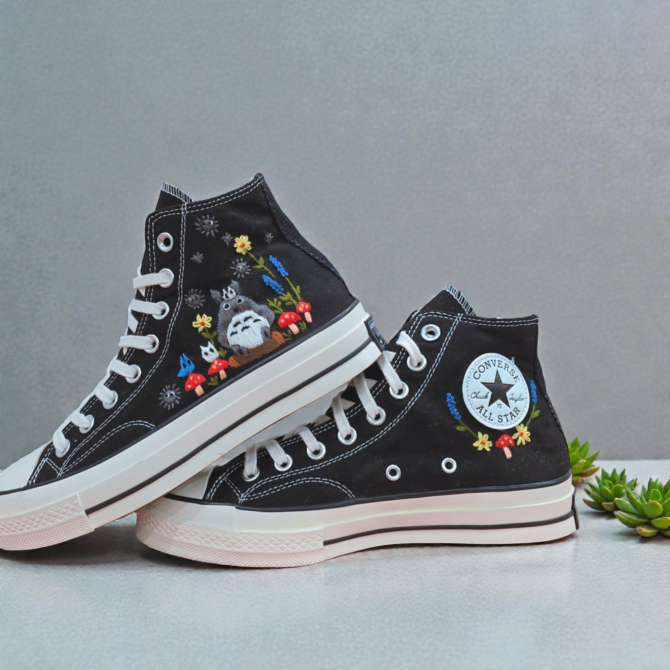 Converse Embroidered Cute High Top Shoes