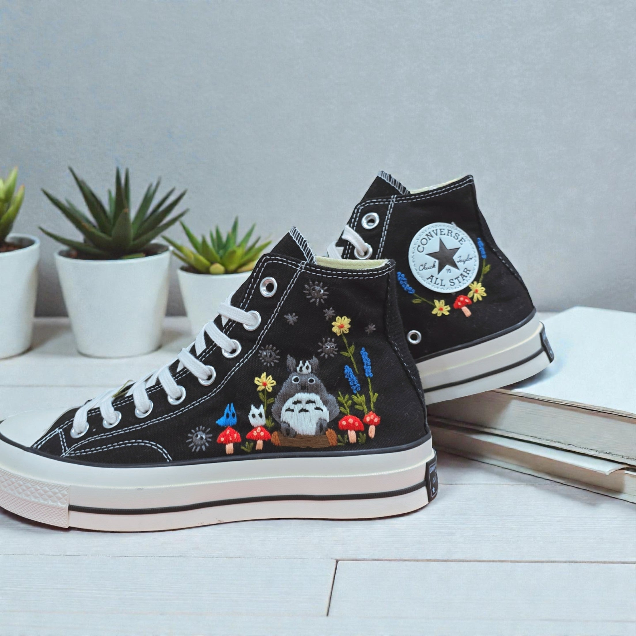 Converse Embroidered Cute High Top Shoes