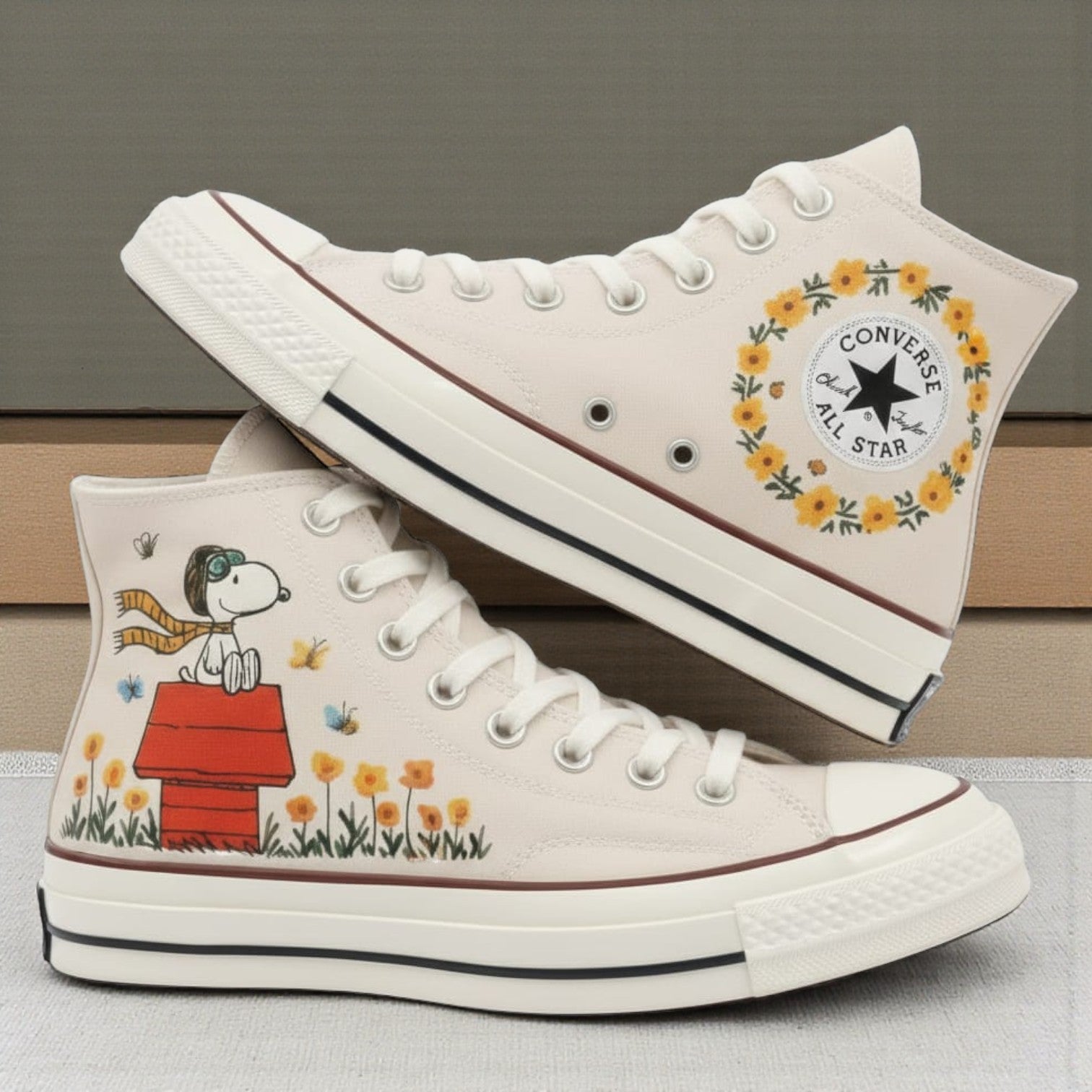 Converse Hand-Embroidered Floral Cute Shoes