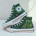 Converse Floral Embroidered Dark Green Chuck Taylors