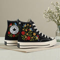 Converse Floral High Top Shoes with Hand-Stitched Embroidery