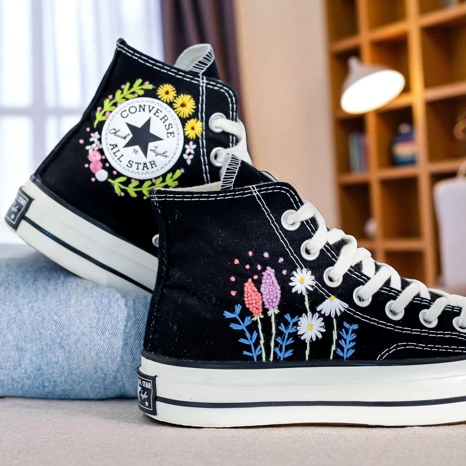 Converse Embroidered Floral High Tops