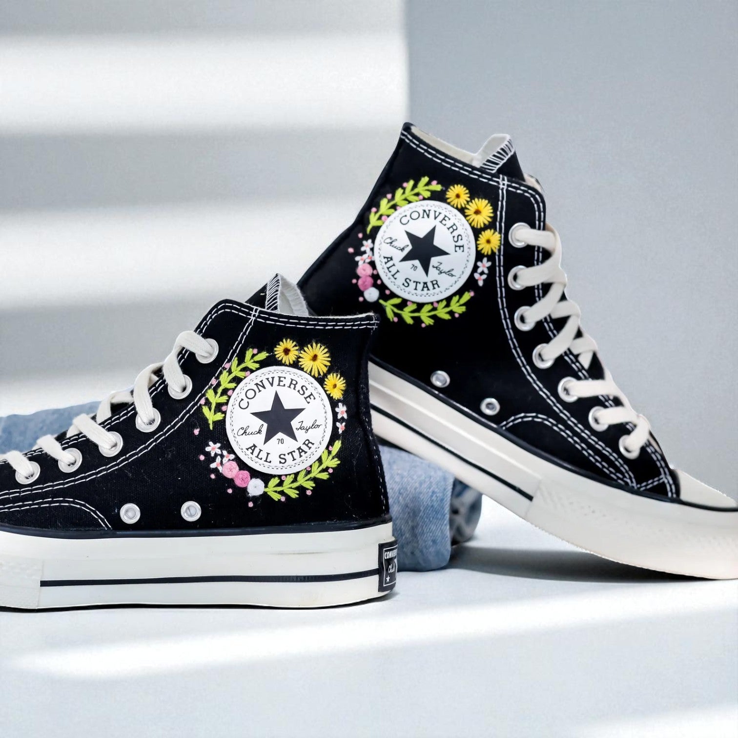 Converse Embroidered Floral High Tops