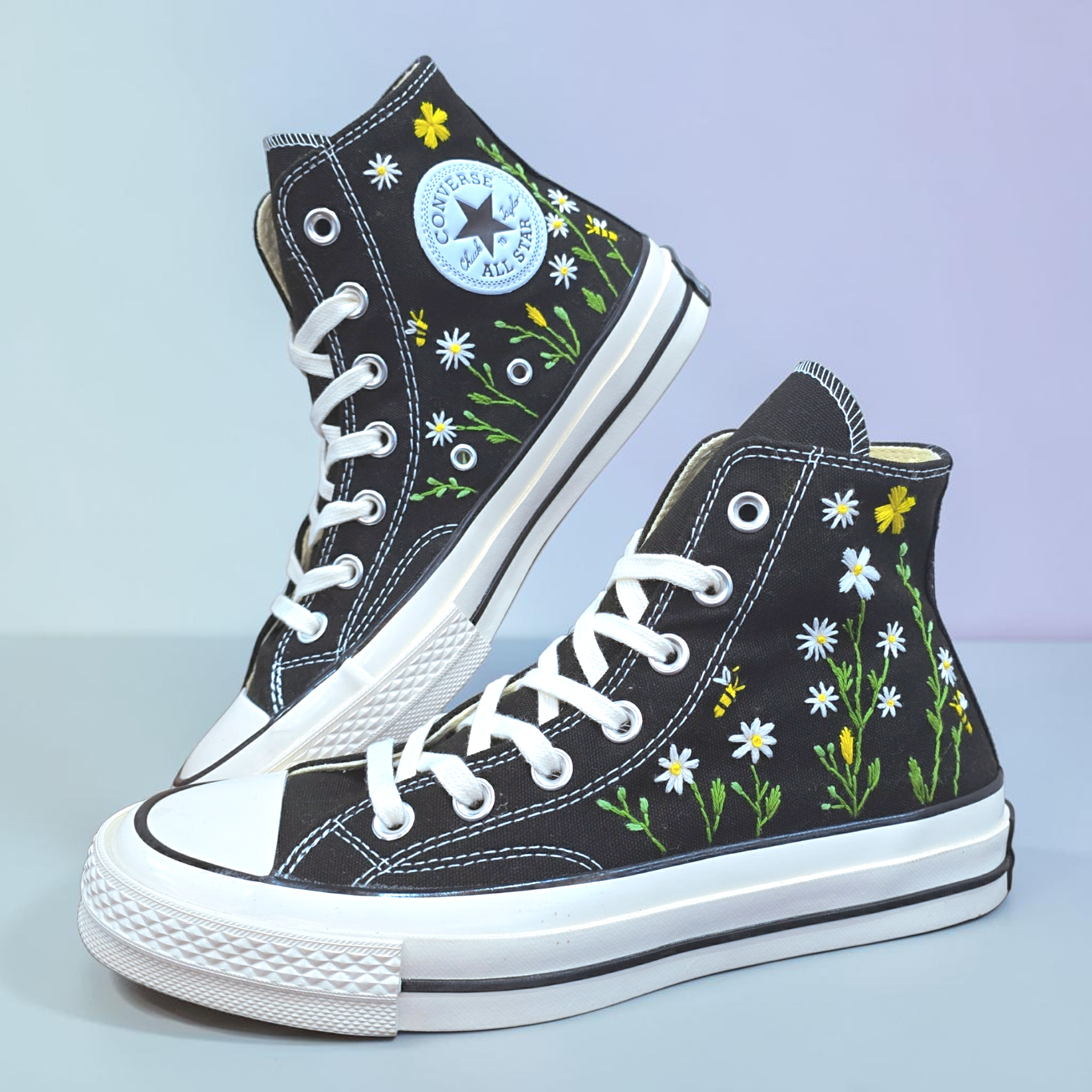 Converse Embroidered Daisy Shoes for Bridal