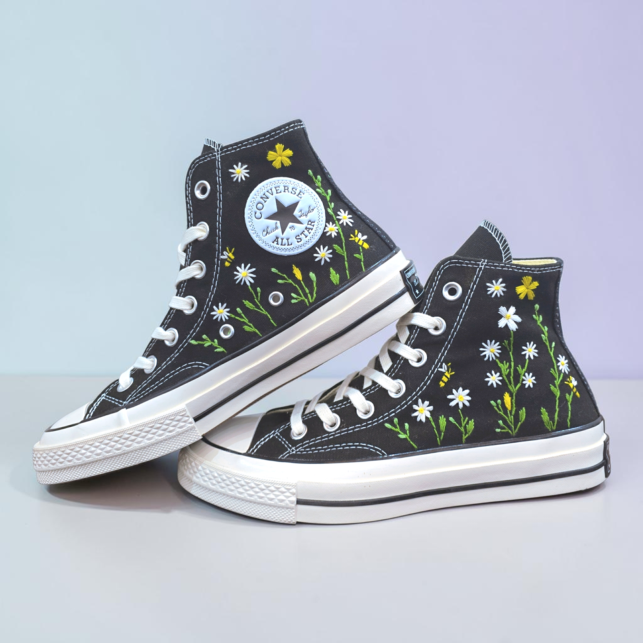Converse Embroidered Daisy Shoes for Bridal