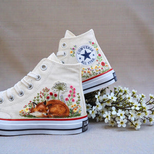 Converse Embroidered Fox Sneakers Lavender High Tops