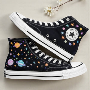 Converse Hand-Embroidered Floral Moon High Tops