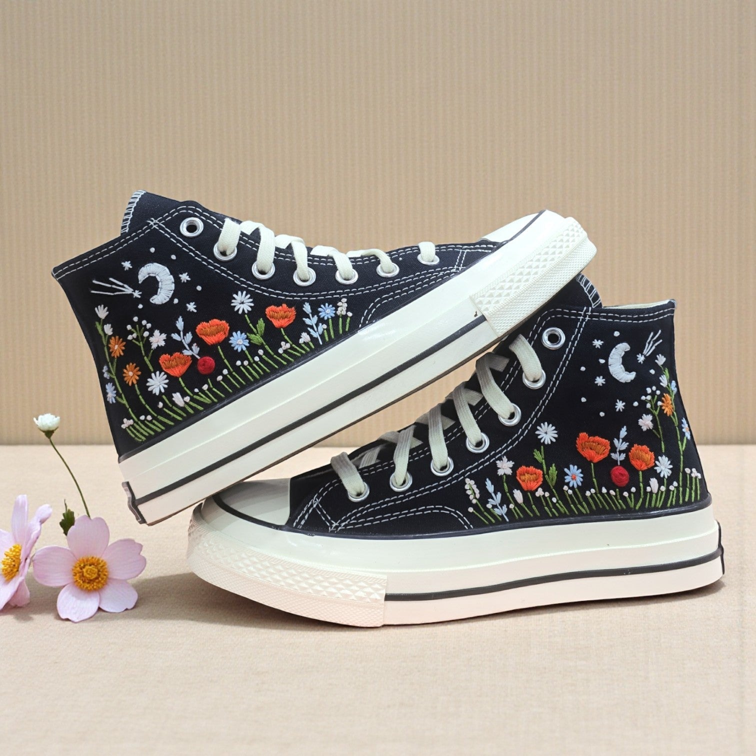 Converse Moon Embroidered High-Top Sneakers