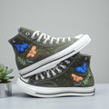 Converse Hand-Embroidered Moss Green Converse with Floral Embroidery Design