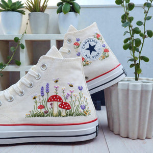 Converse Hand-Embroidered - Mushroom Converse High Tops