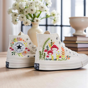 Converse Embroidered Floral Mushroom Shoes