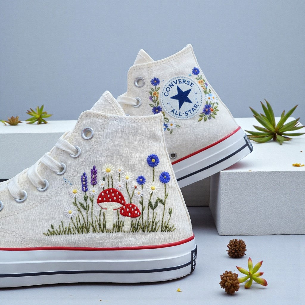 Converse Hand Embroidered Mushroom Embroidered Shoes
