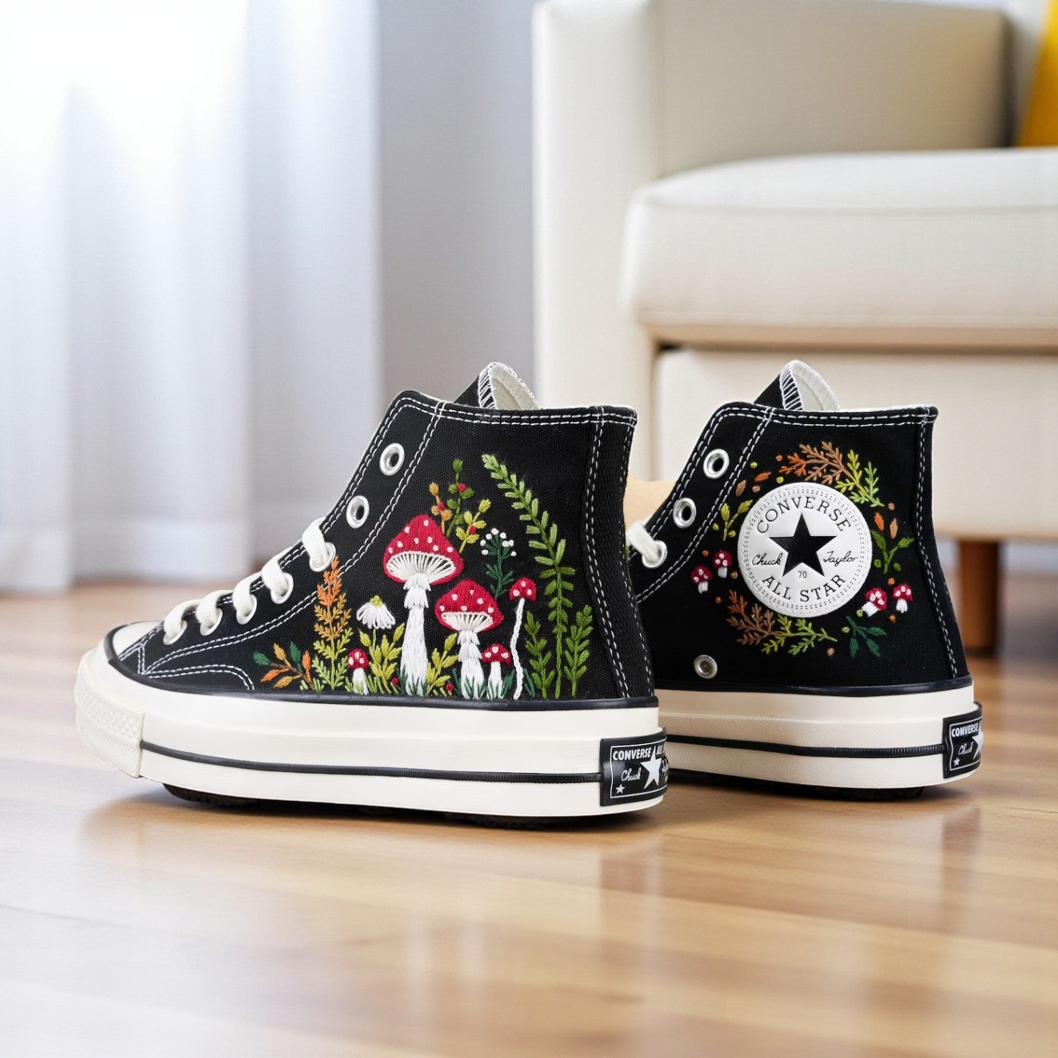 Converse Embroidered Mushroom High Tops
