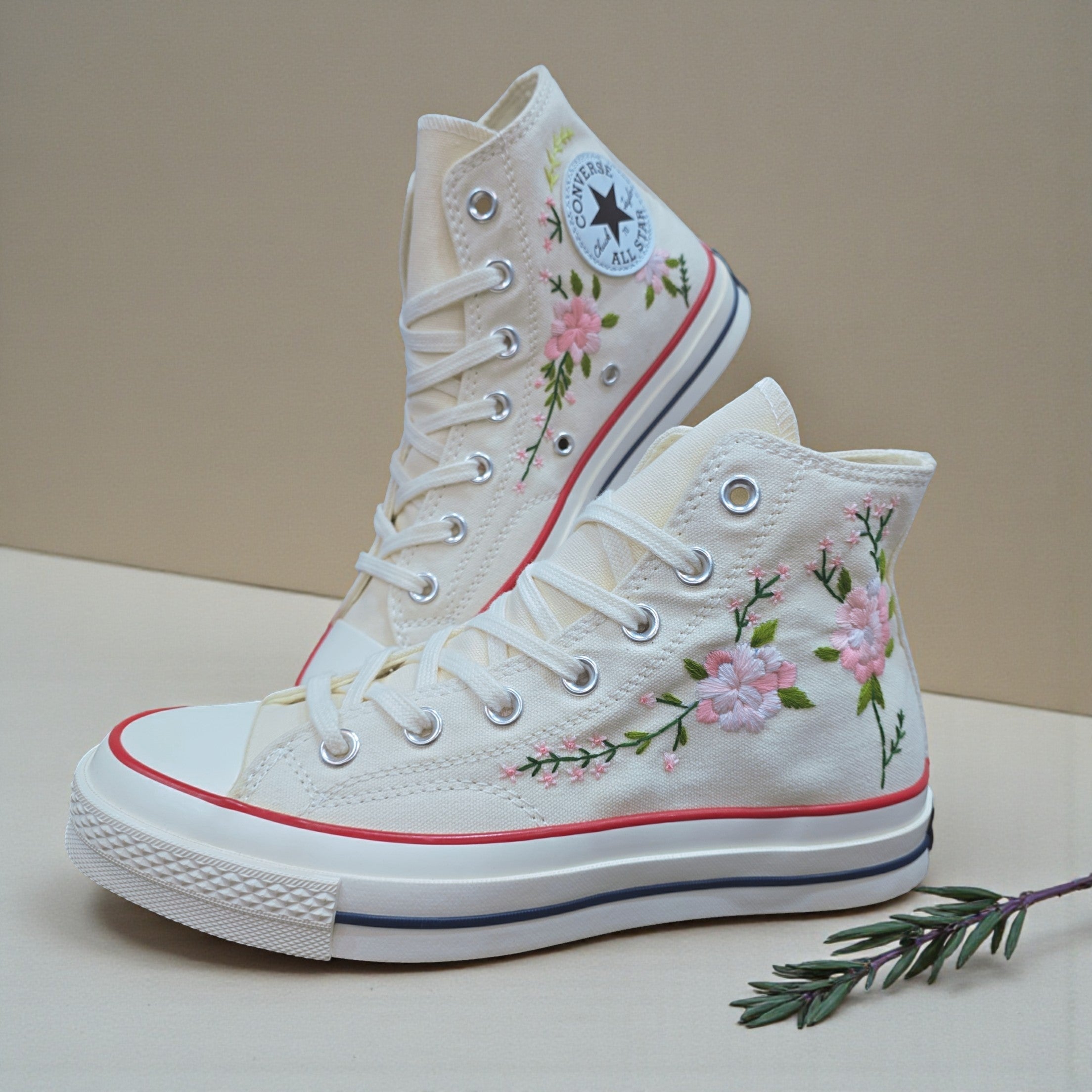Converse Pink Flowers Embroidered Shoes for Trendy Styles