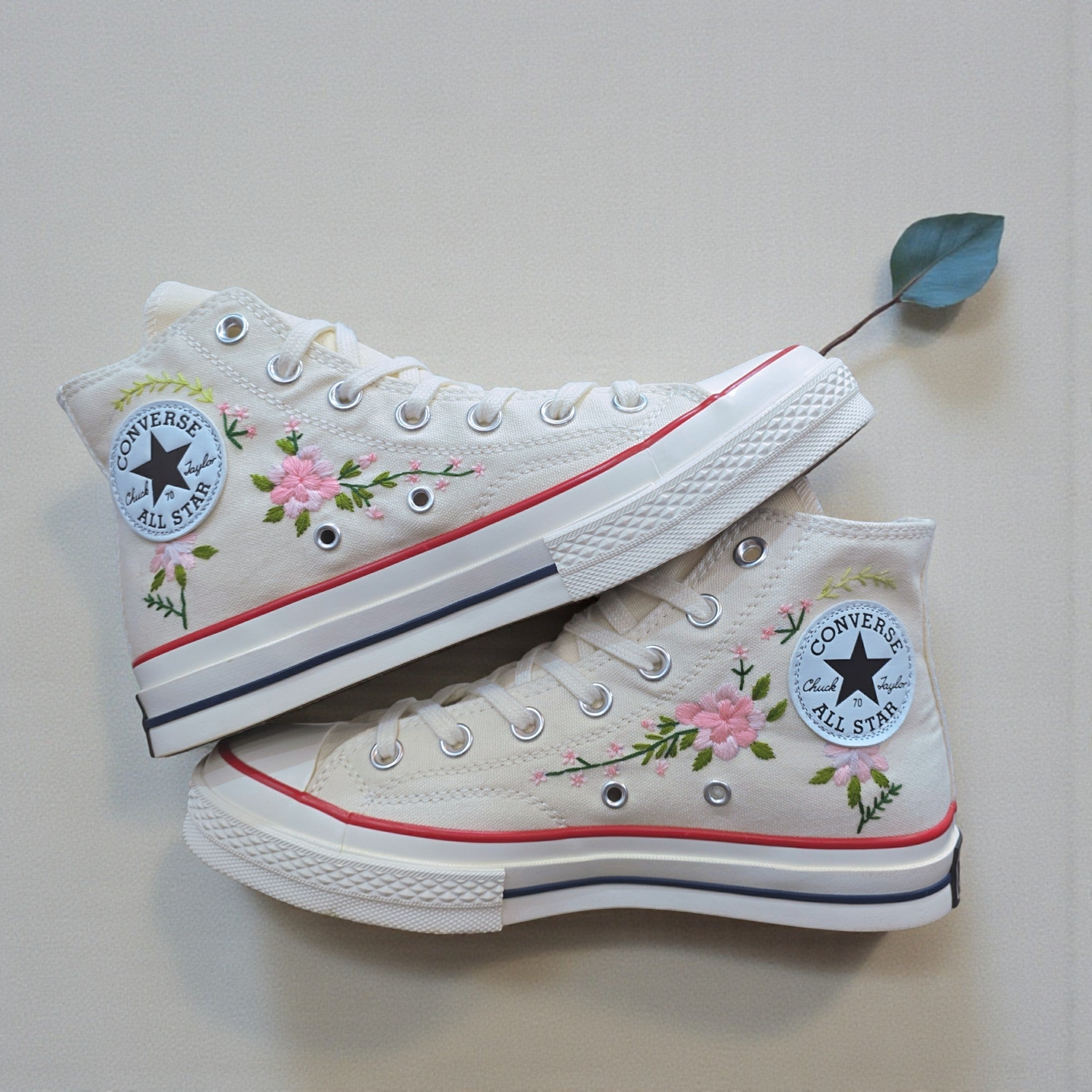 Converse Pink Flowers Embroidered Shoes for Trendy Styles